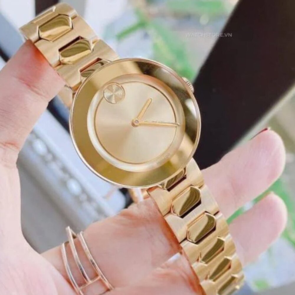 Movado Ladies Gold Steel Dial Watch NEW